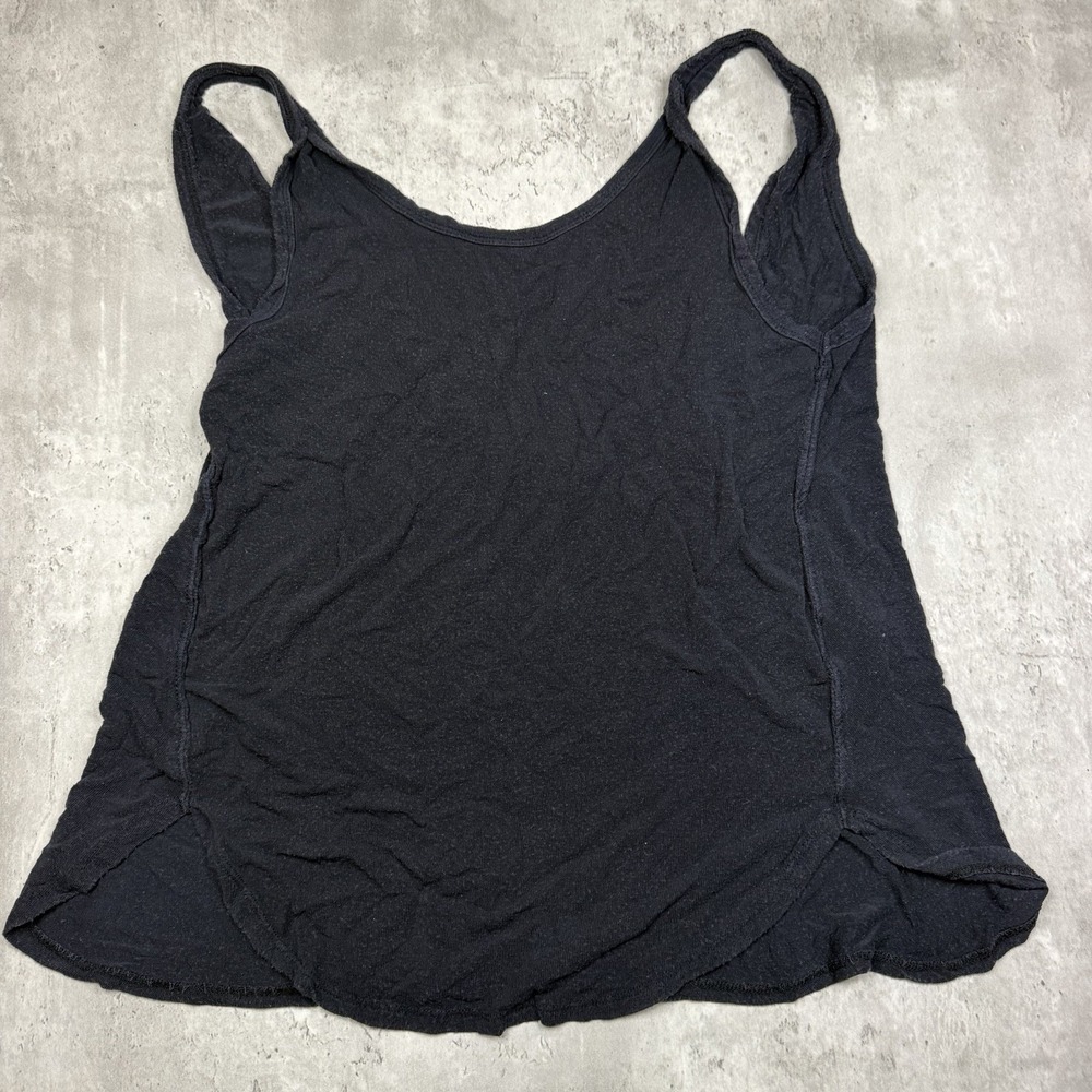 Free People We The Free Iconic Tank Top Black Medium M Scoop Neck Curved